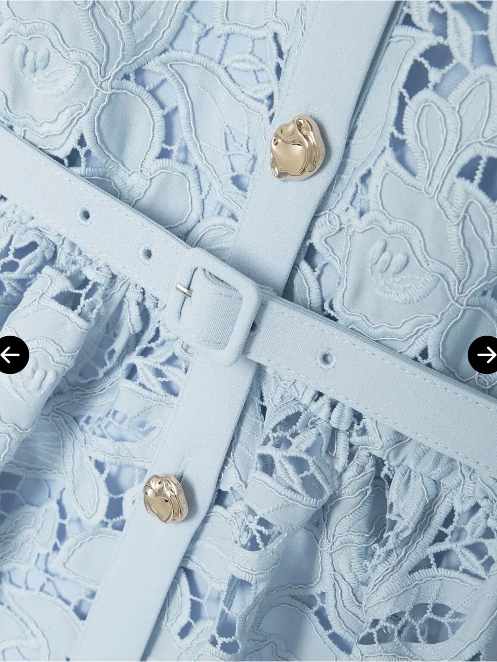 Self-Portrait Light Blue Lace Maxi Shirt Dress with Belt - Picture 4 of 4